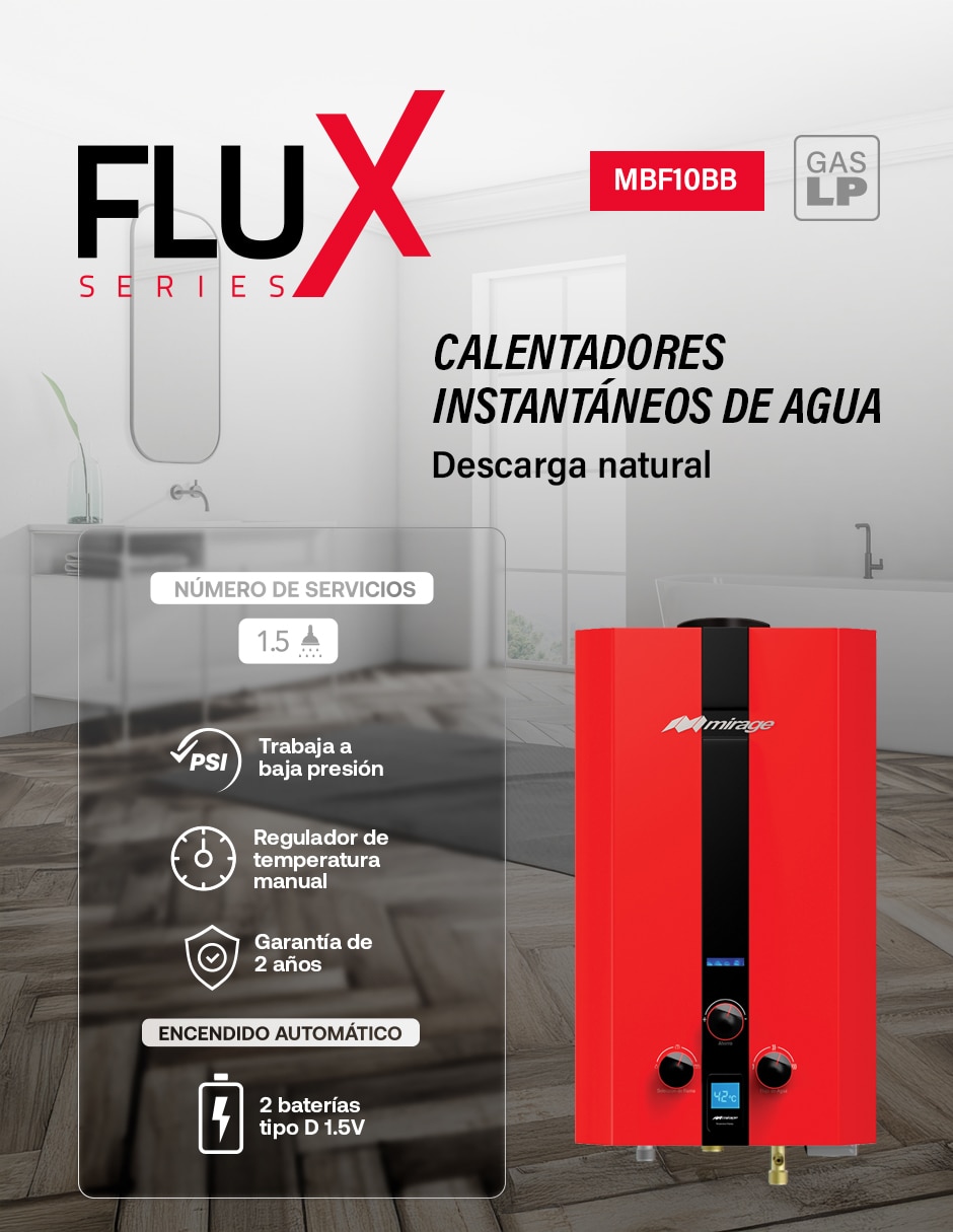 Calentador de paso MBF10BB 10 L Gas LP 6