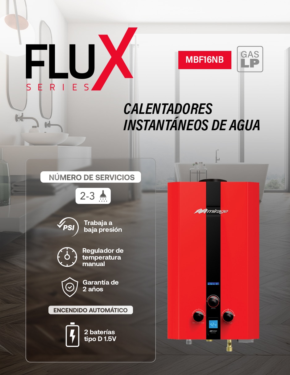 Calentador de paso MBF16NB 16 L Gas LP 7