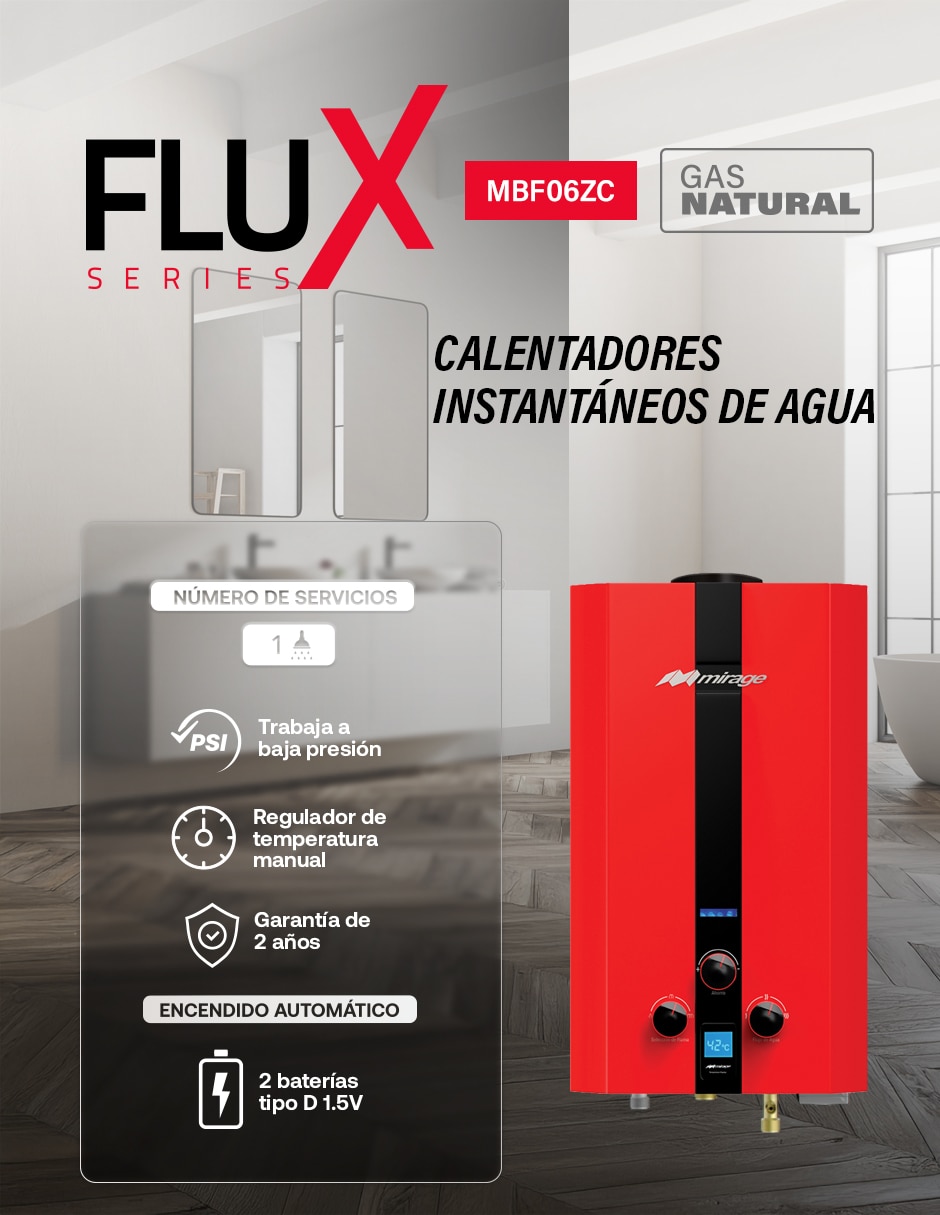 Calentador de paso MBF06ZC 6 L Gas natural 6
