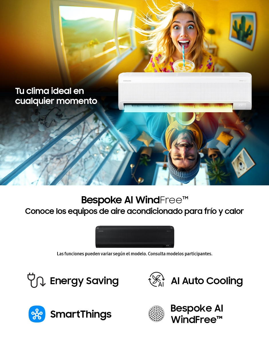 Aire acondicionado mini split inverter Samsung Frío y calor 18000 BTU AR70F18C1CB/AX 220 V