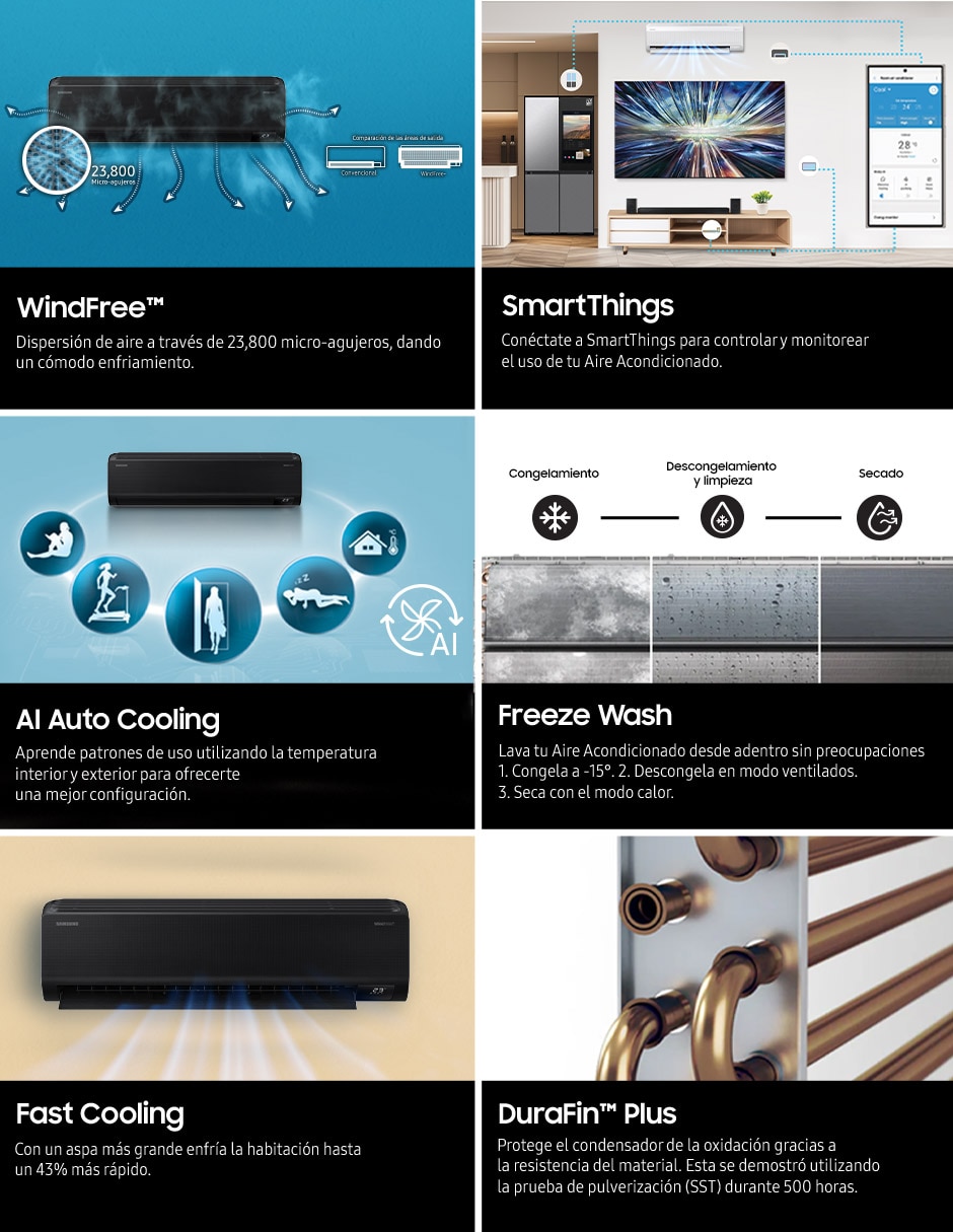 Aire acondicionado mini split inverter Samsung Frío AR70F18D1AB/AX 220 V