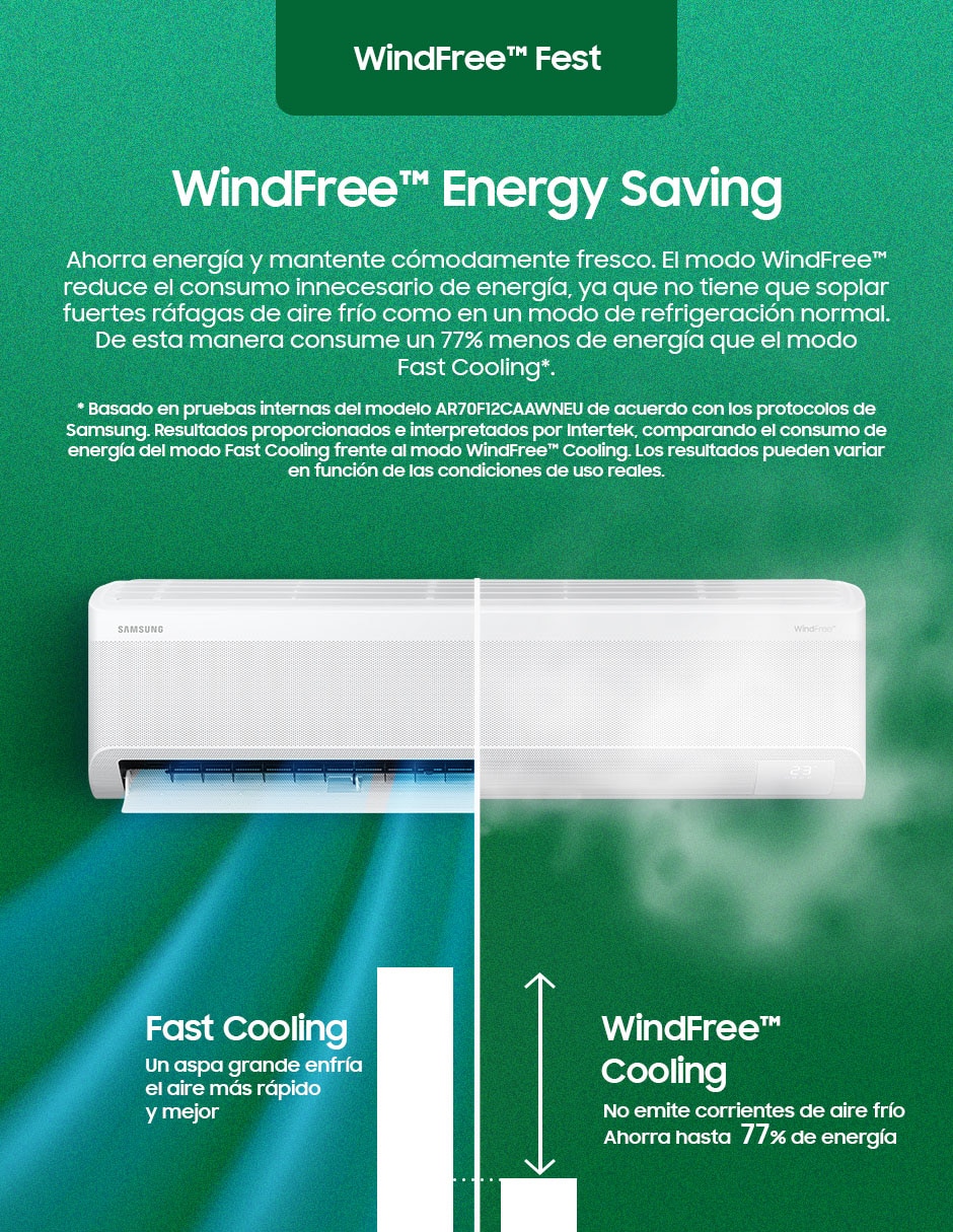 Aire acondicionado mini split inverter Samsung Windfree Frío y calor 22000 BTU AR60F24C1HW/AX 220 V
