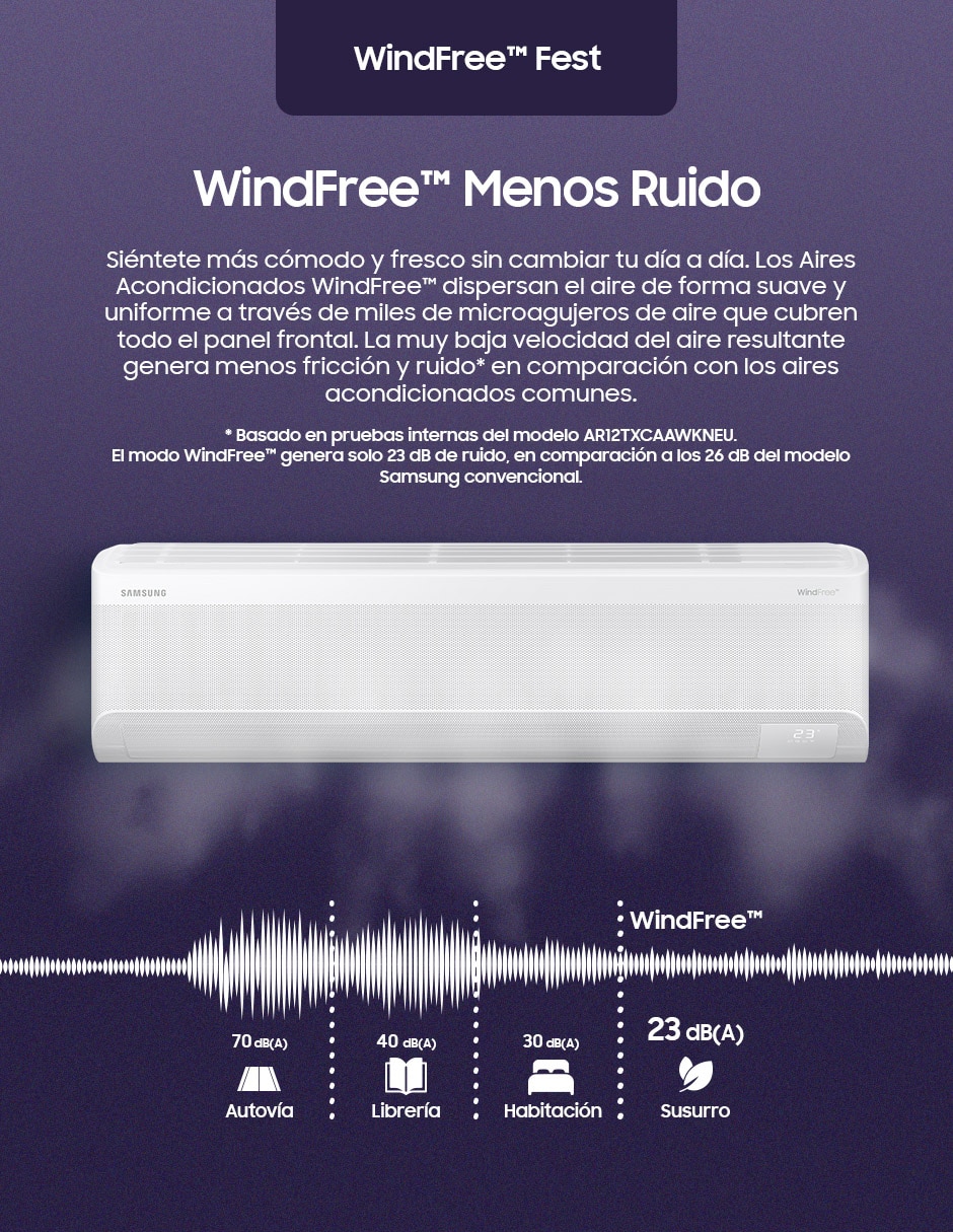 Aire acondicionado mini split inverter Samsung Windfree Frío y calor 22000 BTU AR60F24C1HW/AX 220 V