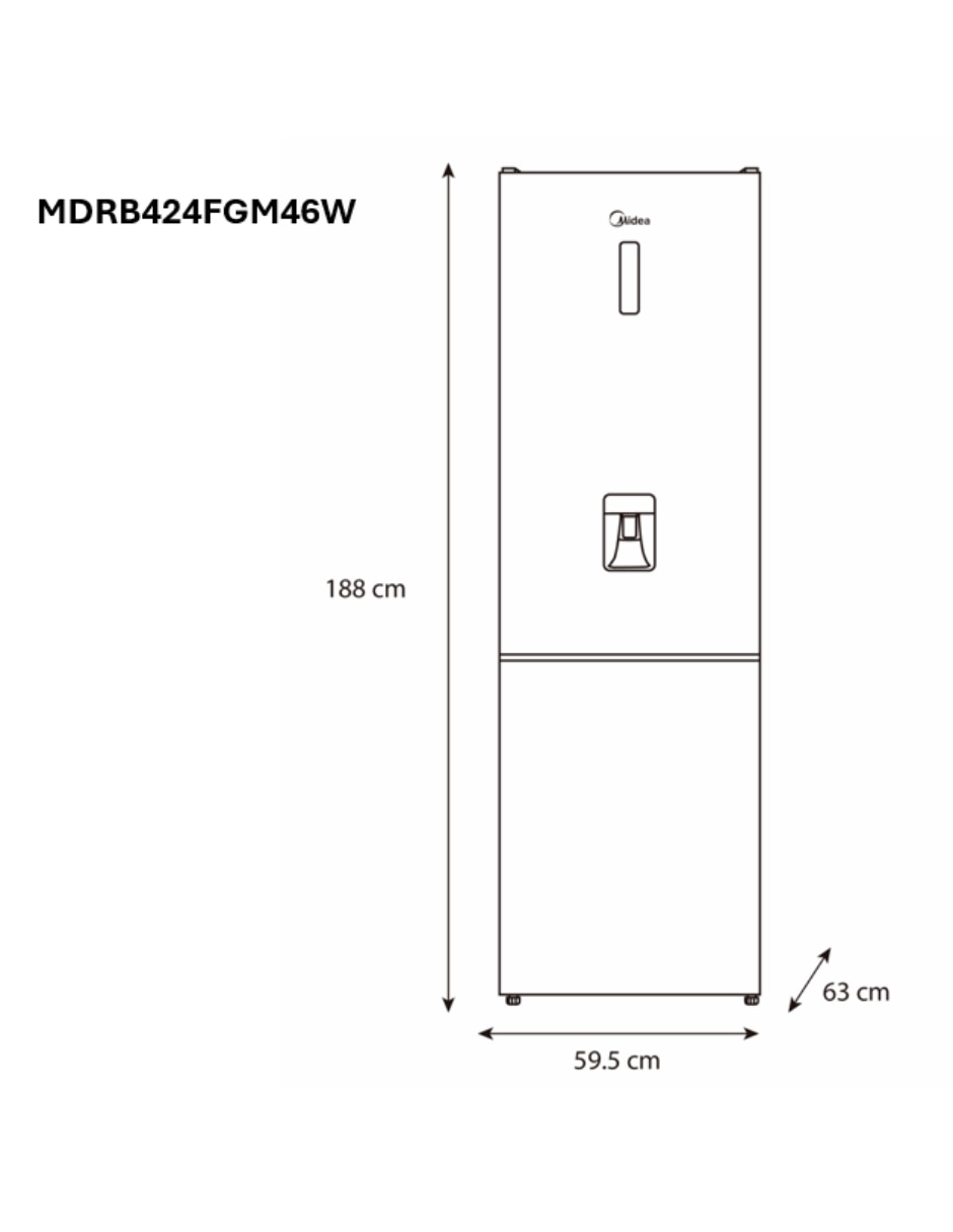 Refrigerador bottom mount Midea 11 pies cúbicos no frost MDRB424FGM46W