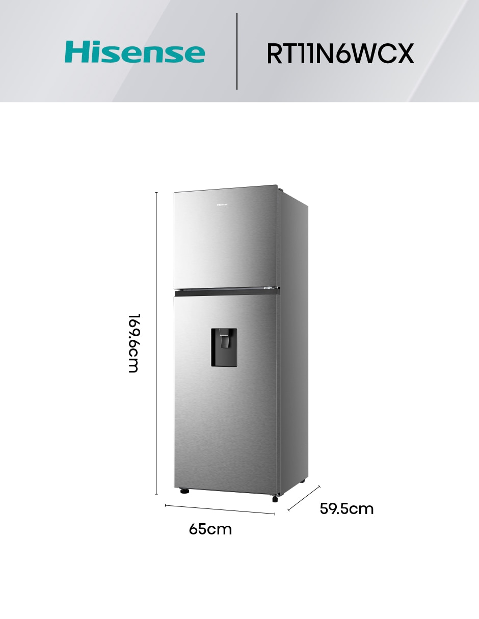 Refrigerador top mount Hisense 11 pies cúbicos no frost RT11N6WCX
