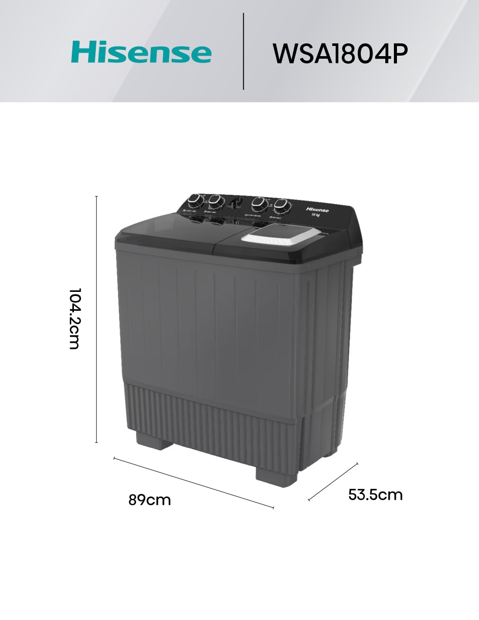 Lavadora doble tina 18 kg semiautomática carga superior WSA1804P 11