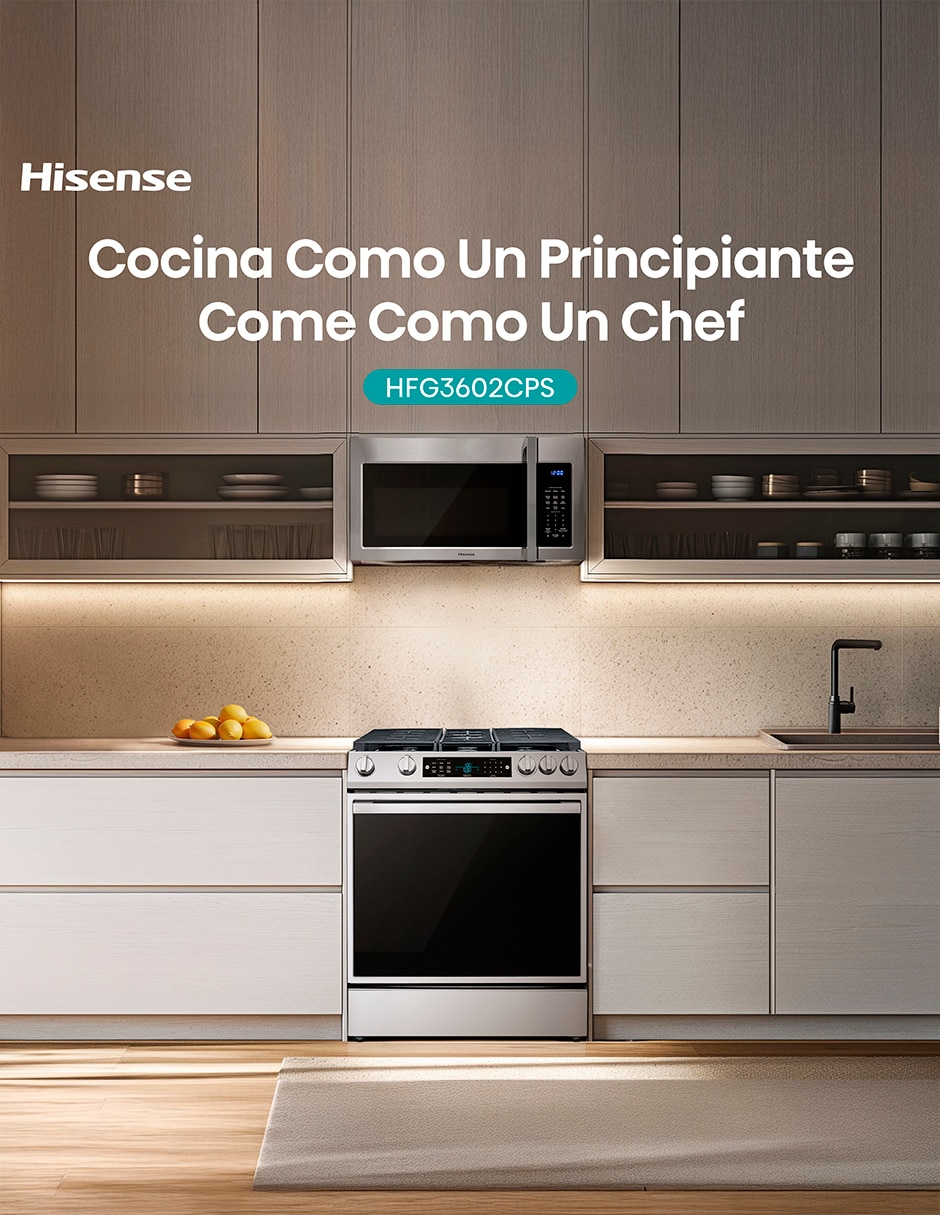 Estufa de piso a gas natural/lp Hisense 76.2 cm HFG3602CPS de 6 quemadores