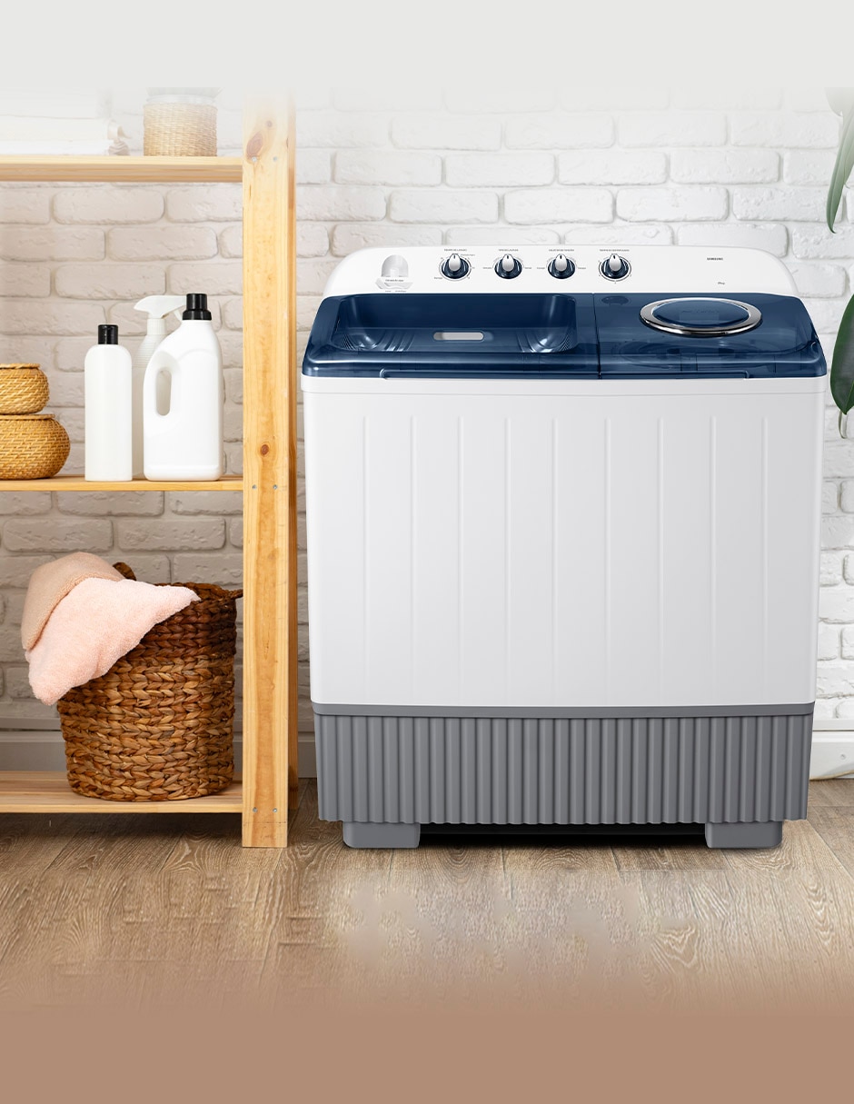 Lavadora doble tina Samsung 21 kg semiautomática carga superior wt21f6300lg/ax