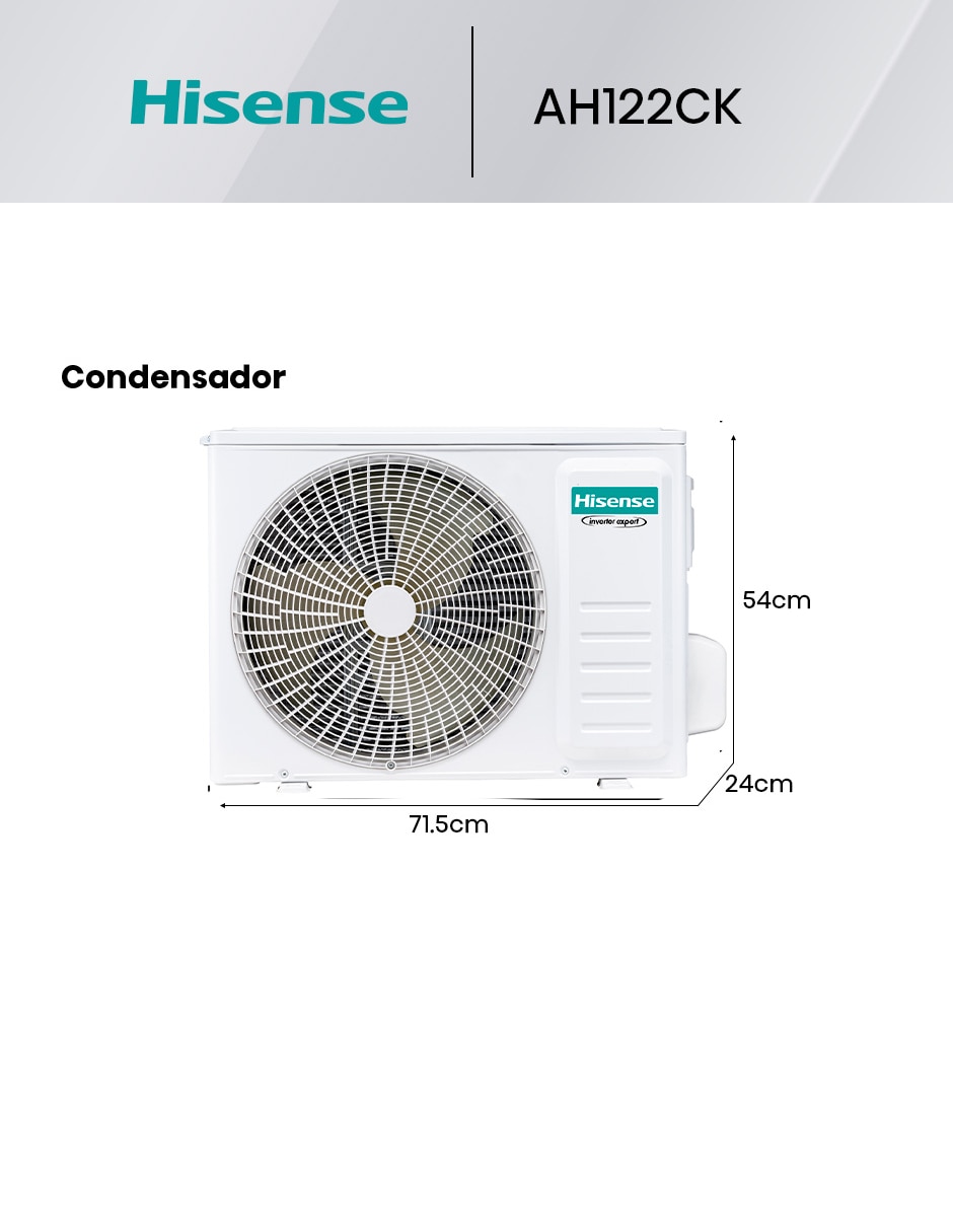 Aire acondicionado mini split Hisense frío y calor 12000 BTU HS.AA.12.220FC.AH122CK 220 V