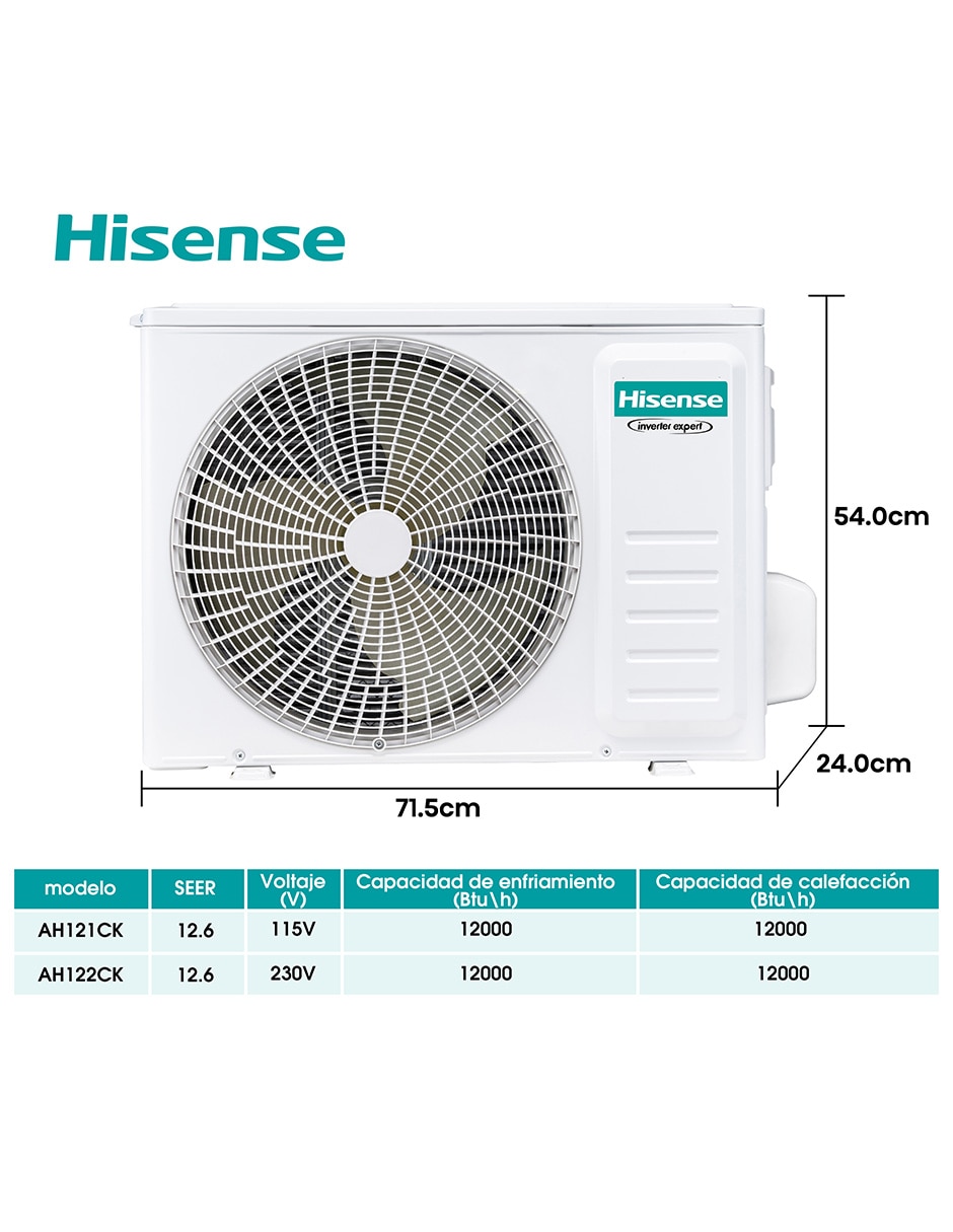 Aire acondicionado mini split Frío y calor 12000 BTU HS.AA.12.220FC.AH122CK 220 V 11