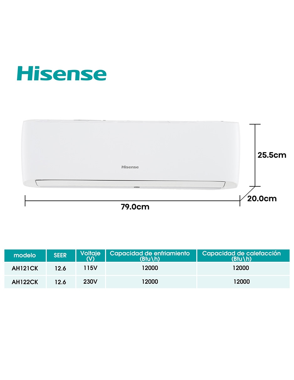 Aire acondicionado mini split Frío y calor 12000 BTU HS.AA.12.220FC.AH122CK 220 V 12