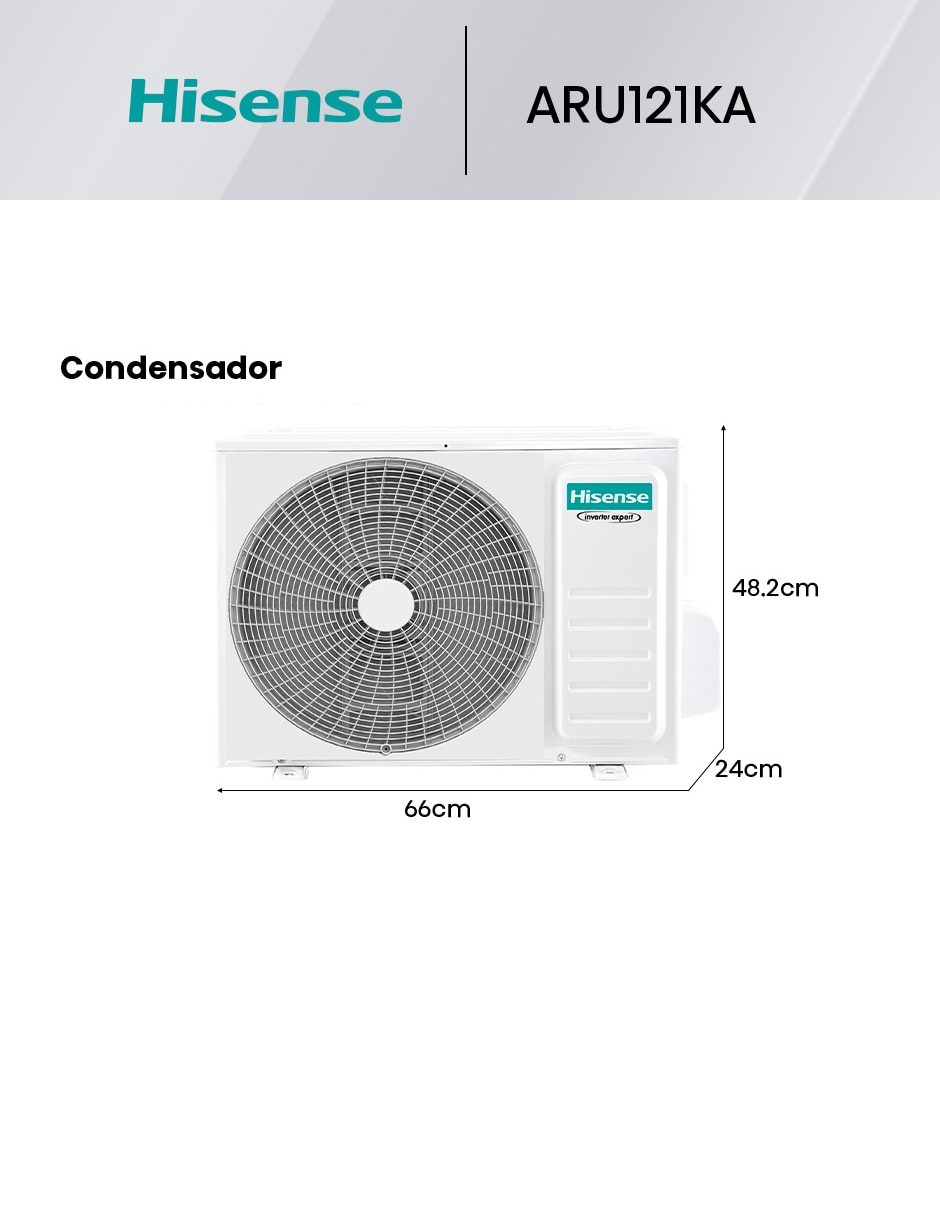 Aire acondicionado mini split inverter Hisense Frío y calor 12000 BTU HS.A.12.220FC.ARU122KA 220 V