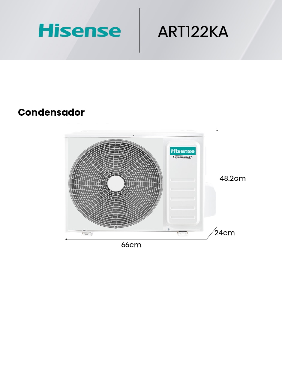 Aire acondicionado mini split inverter Frío 12000 BTU HS.AA.12.220F.ART122KA 220 V 5