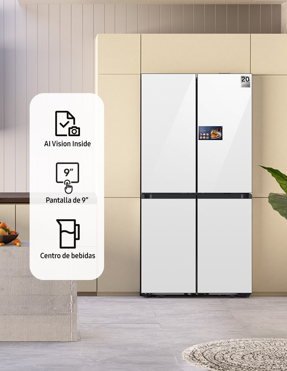 Refrigerador French door Samsung 23 pies cúbicos inverter y fábrica de hielo RM90F66CDWEM