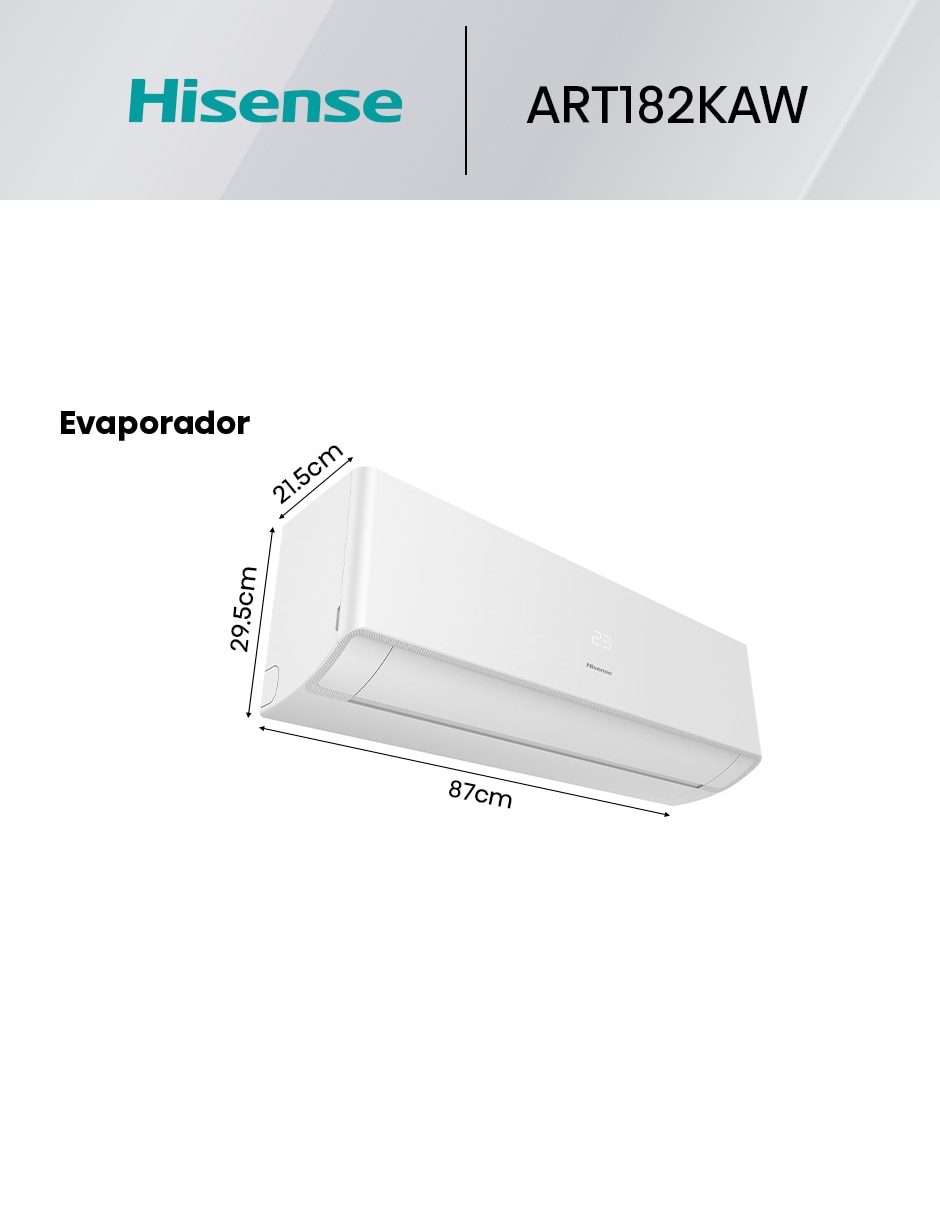 Aire acondicionado mini split inverter No aplica Frío 18000 BTU HS.A.18.220F.ART182KAW 220 V 7