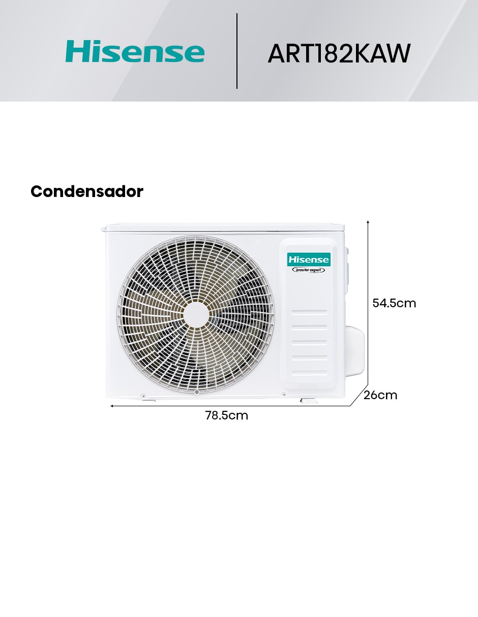 Aire acondicionado mini split inverter No aplica Frío 18000 BTU HS.A.18.220F.ART182KAW 220 V 8