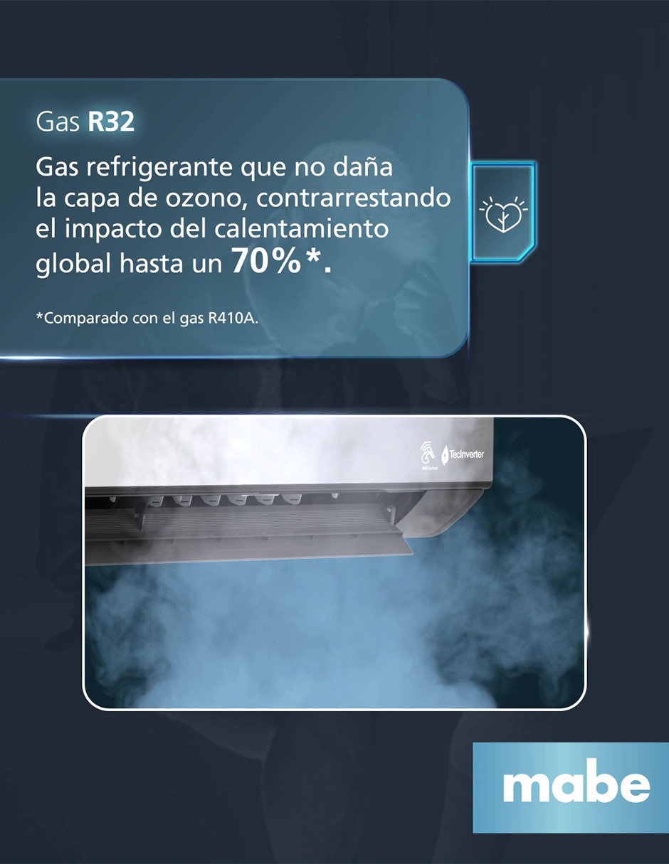 Aire acondicionado mini split inverter Mabe Frío y calor 12000 BTU MMI12HABWCA32M2 115 V