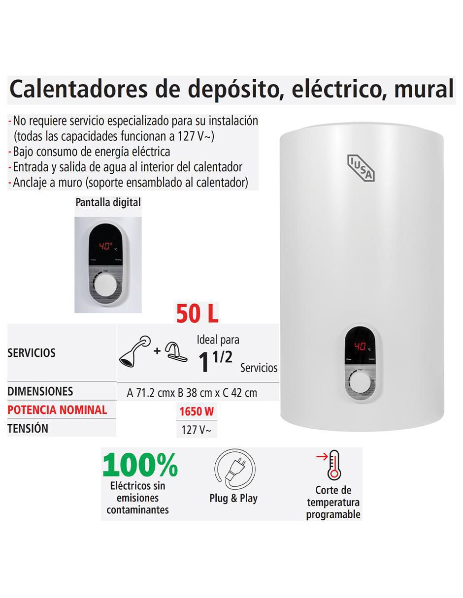Calentador de depósito 50 EM 50 L eléctrico 2