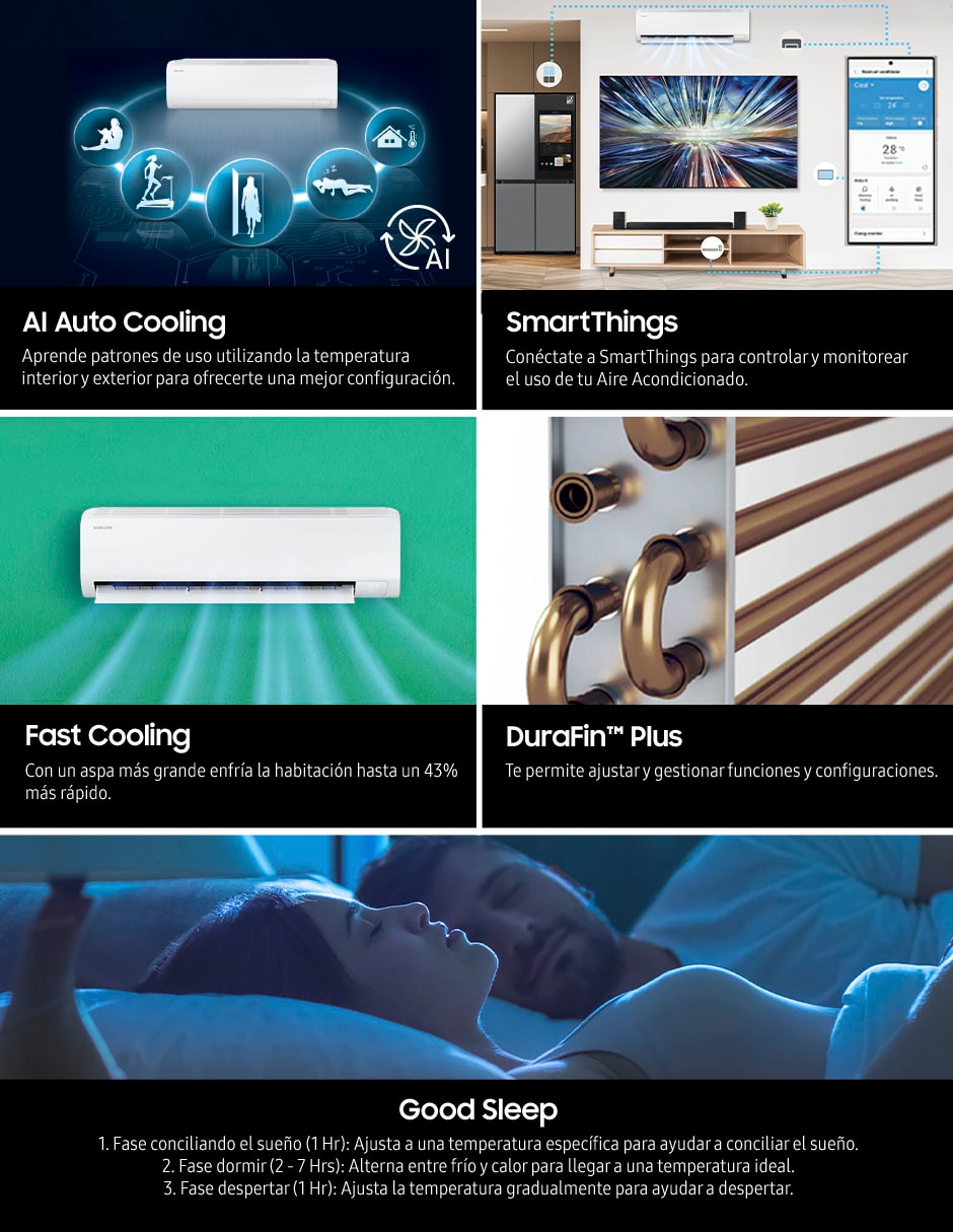 Aire acondicionado mini split inverter Samsung Frío y calor 24000 BTU AR50F24C1LH/AX 220 V