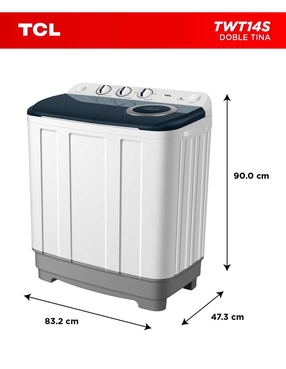 Lavadora doble tina Tcl 14 kg semiautomática carga superior twt14s