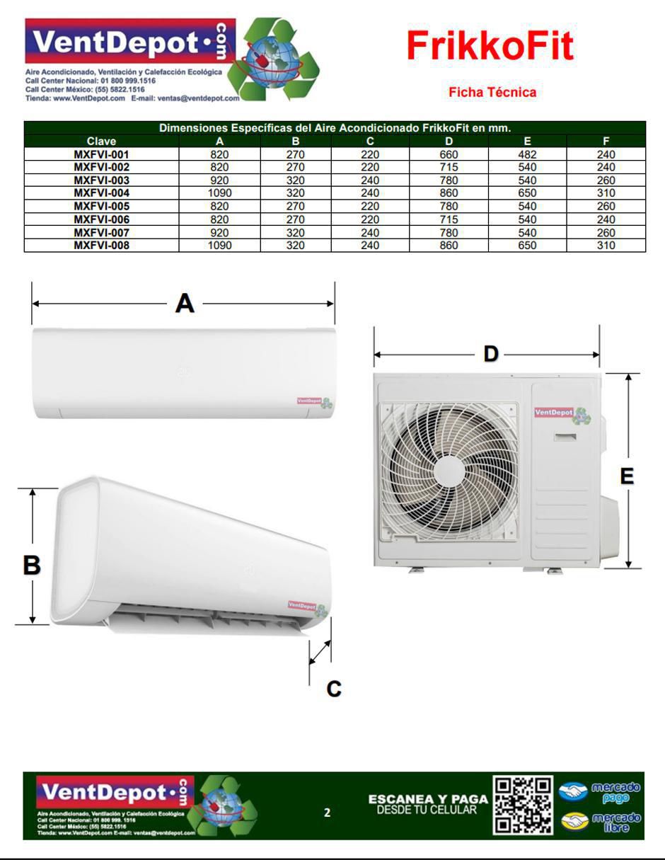 Aire acondicionado mini split Ventdepot Frío 12000 BTU MXFVI-001 5 V
