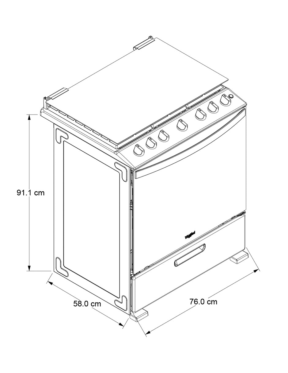 Estufa de piso a gas lp Whirlpool 76 cm WFR7250S de 6 quemadores