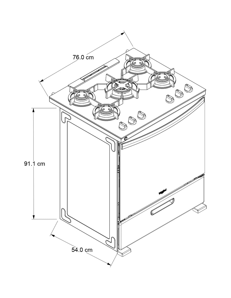 Estufa de piso a gas lp Whirlpool 76 cm WFR7650S de 5 quemadores