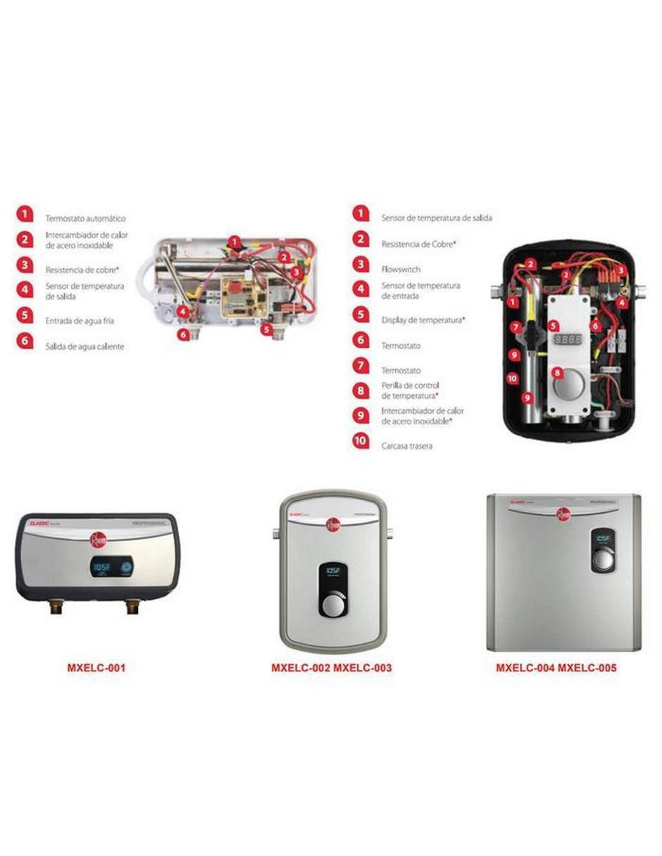 Calentador de paso MXELC-001 2.5 L eléctrico 3
