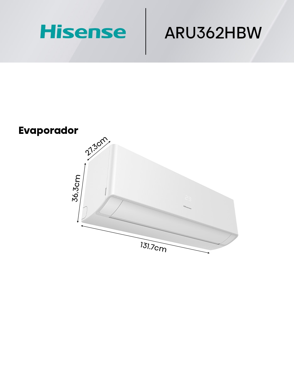 Aire acondicionado mini split inverter Hisense Frío y calor 36000 BTU ARU362HBW 220 V