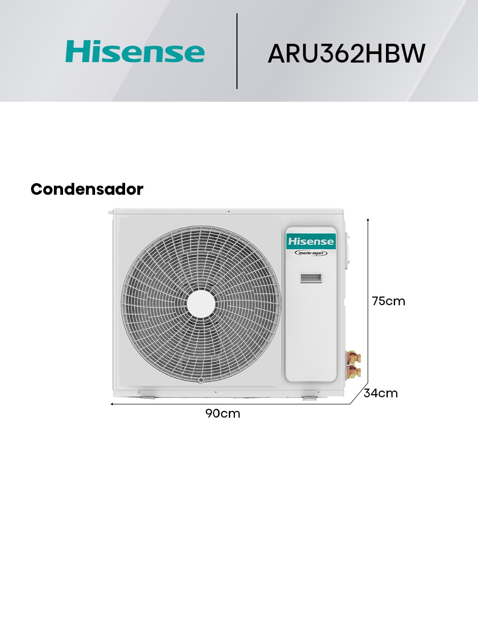 Aire acondicionado mini split inverter Hisense Frío y calor 36000 BTU ARU362HBW 220 V