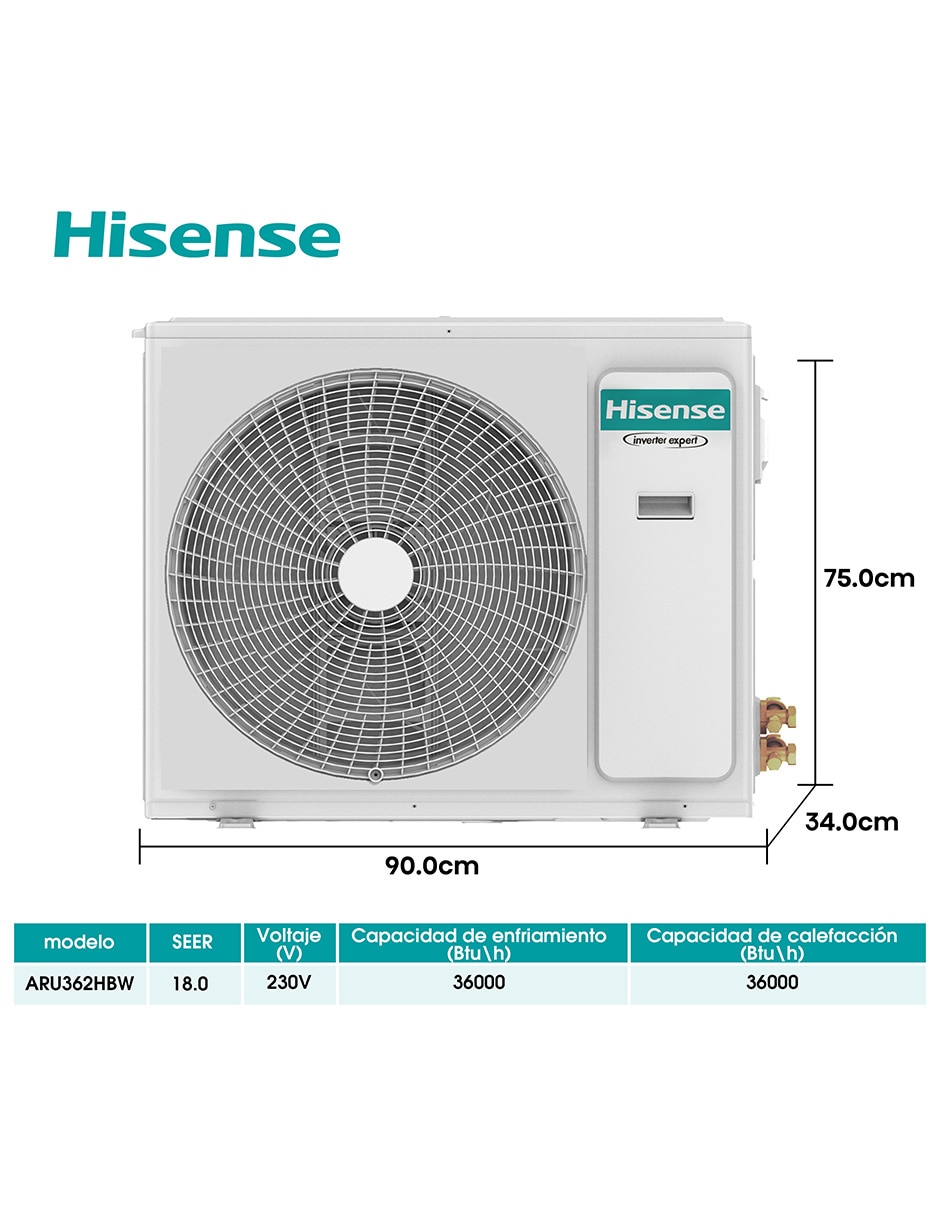 Aire acondicionado mini split inverter frío y calor 36000 BTU ARU362HBW 220 V