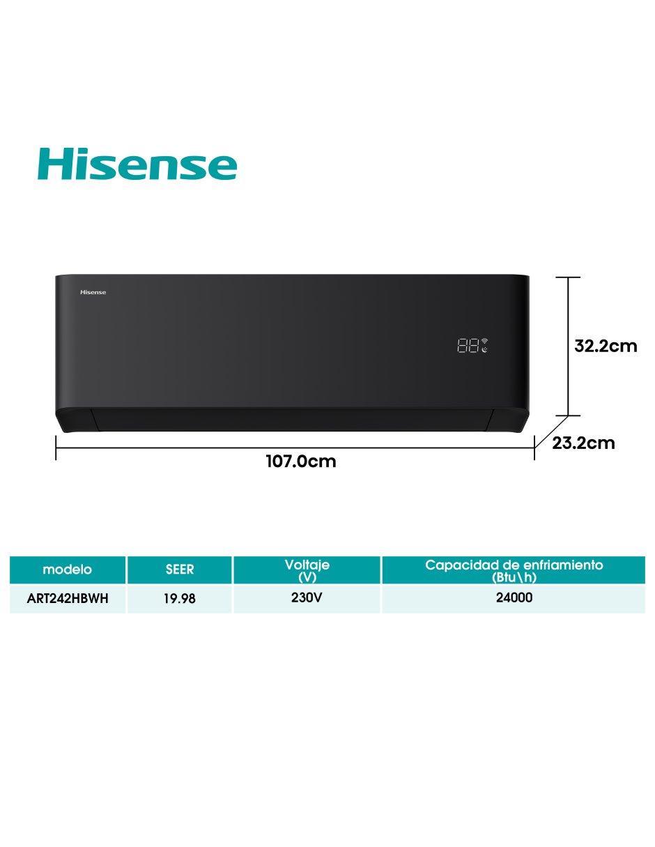 Aire acondicionado mini split inverter Frío 24000 BTU ART242HBWH 220 V 5