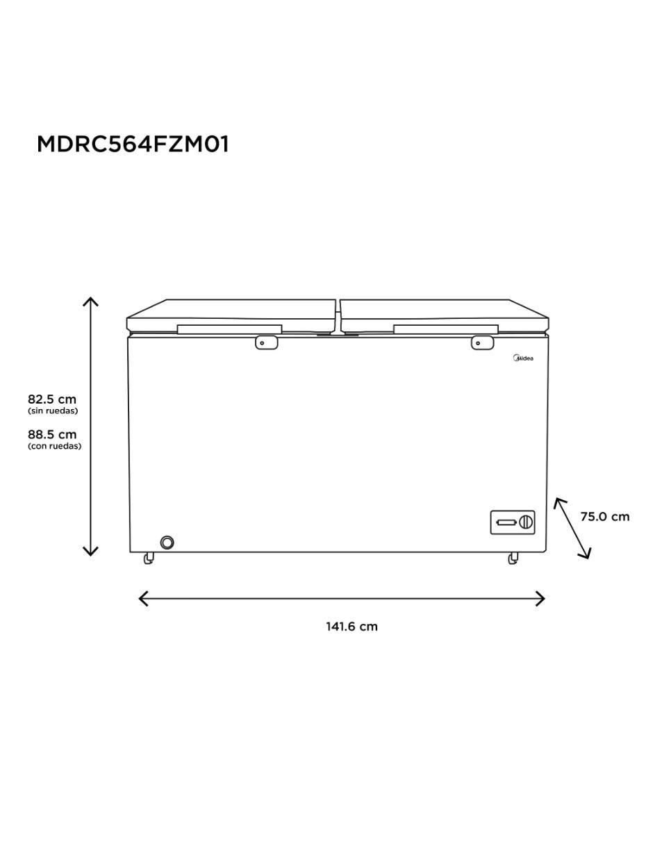 Congelador Midea MDRC564FZM01 deshielo manual con drenaje 15 pies cúbicos