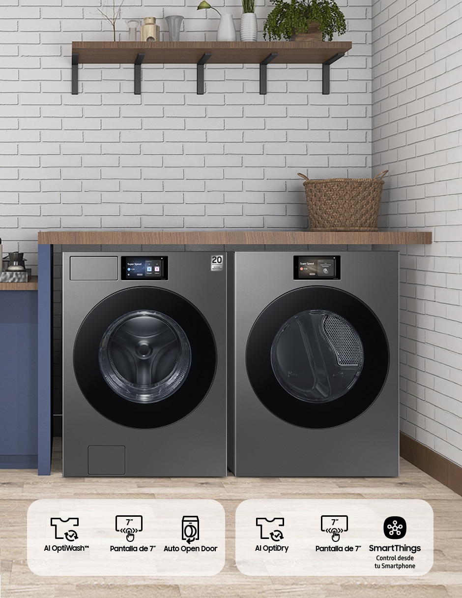 Combo lavadora + secadora Samsung gas natural/LP 26 kg F-WD90F26AUDSP