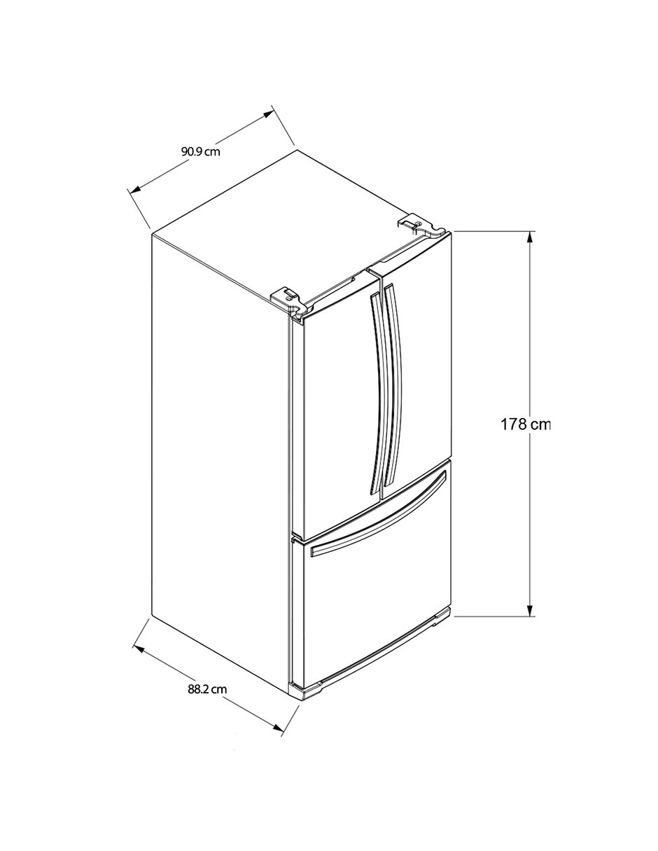 Refrigerador french door Whirlpool 30 pies cúbicos tecnología inverter y fábrica de hielos WRFF3536SZ