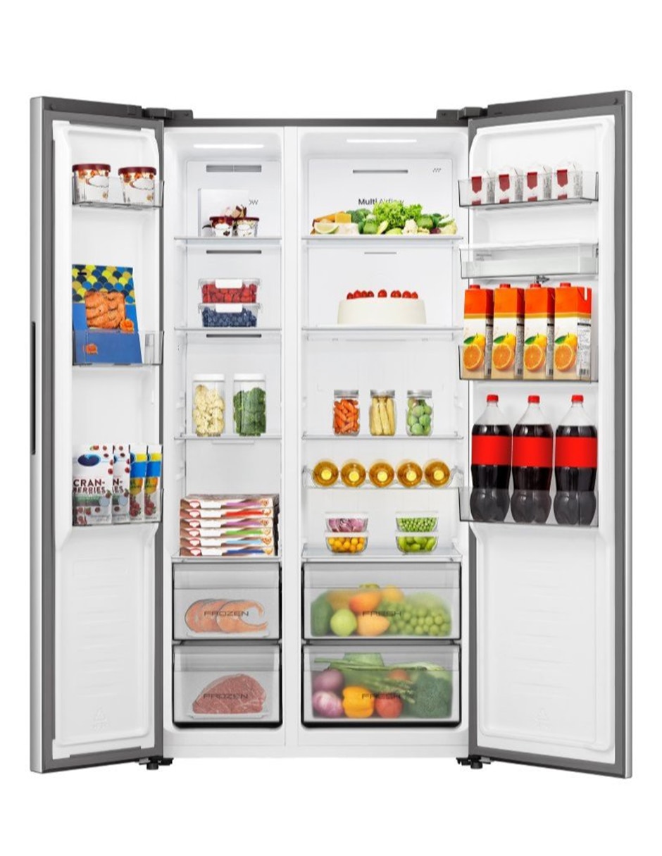 Refrigerador dúplex Hisense 20 pies cúbicos inverter y no frost y fábrica de hielo RS20N6WCX