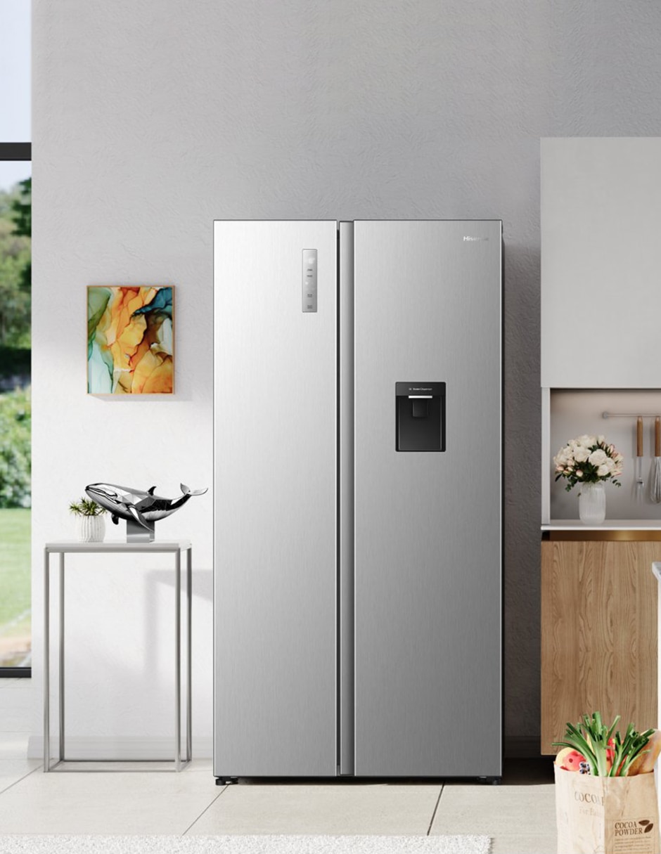 Refrigerador dúplex Hisense 20 pies cúbicos inverter y no frost y fábrica de hielo RS20N6WCX
