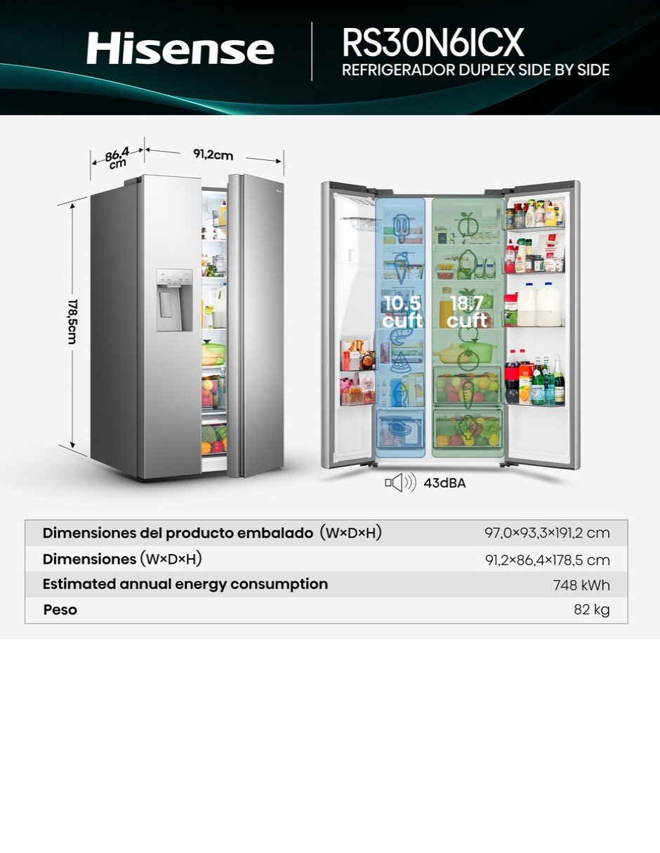Refrigerador dúplex 30 pies cúbicos inverter y no frost y fábrica de hielo RS30N6ICX 9