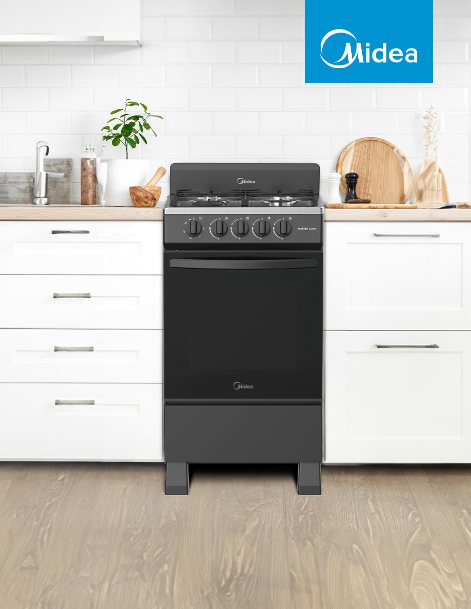 Estufa de piso a gas lp Midea Mastercook 49.3 cm MGS20FS1BIABB de 4 quemadores