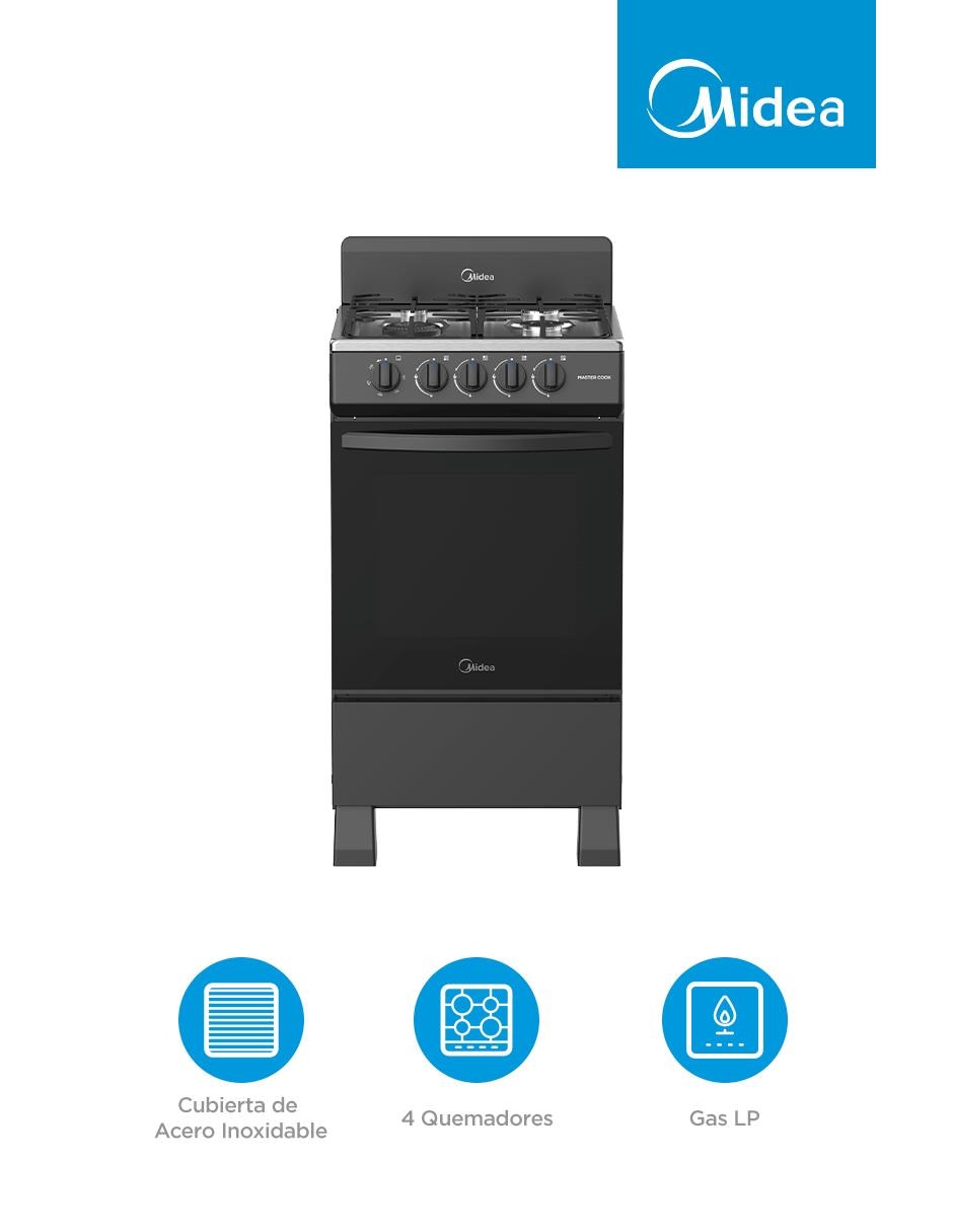 Estufa de piso a gas lp Mastercook 49.3 cm MGS20FS1BIABB de 4 quemadores Estufa de piso a gas lp Mastercook 49.3 cm MGS20FS1BIABB de 4 quemadores