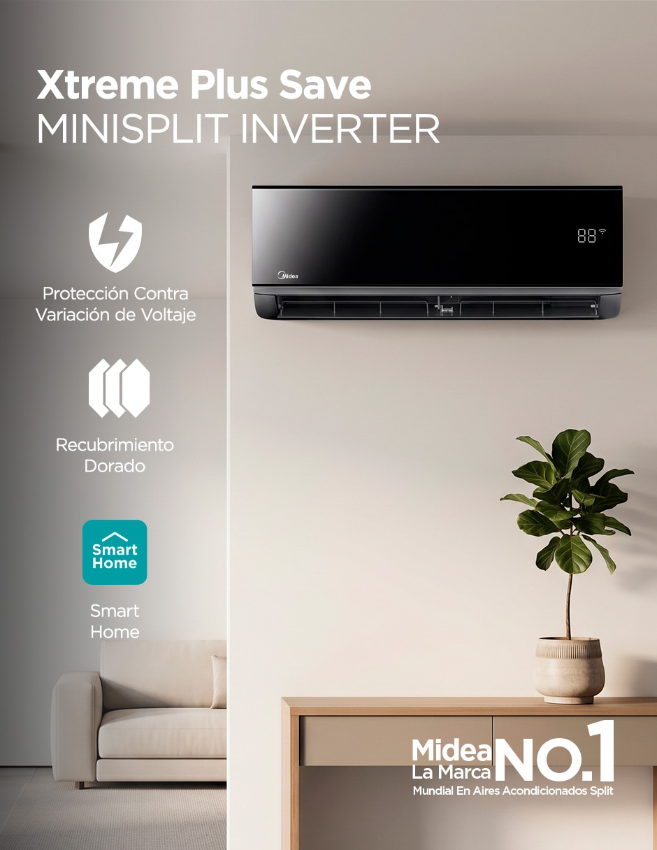 Aire acondicionado mini split inverter Midea frío y calor 12000 BTU MAS12H1AGM32 115 V