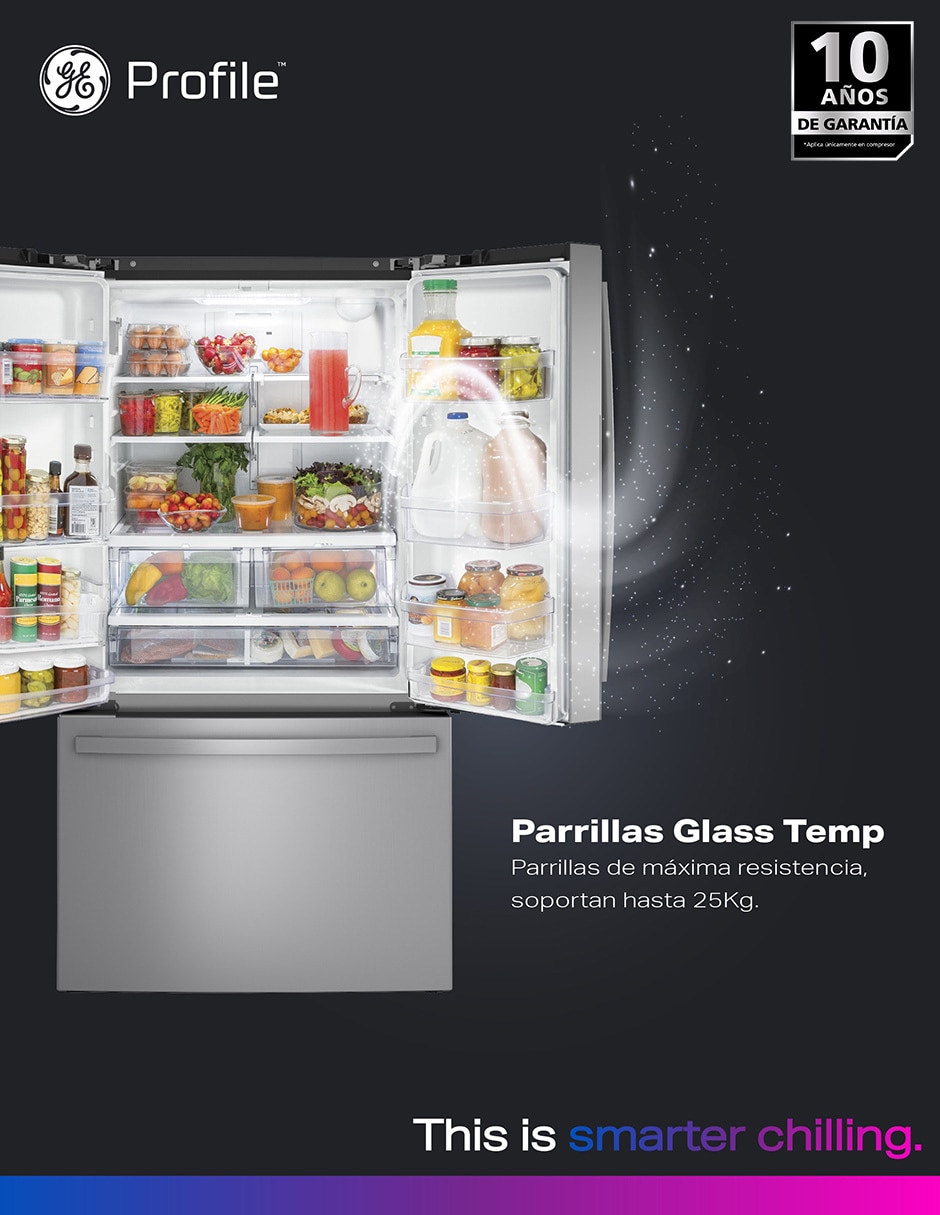 Refrigerador french door GE Profile 22 pies cúbicos tecnología no frost PWN22JYWCFS
