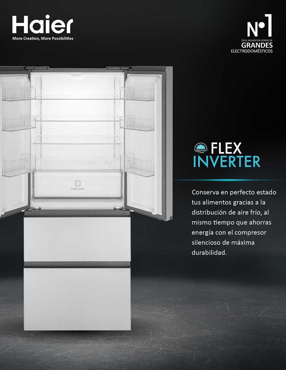 Refrigerador Bottom Mount 14 pies cúbicos tecnología inverter tecnología no frost HFM410LPLSS0 7