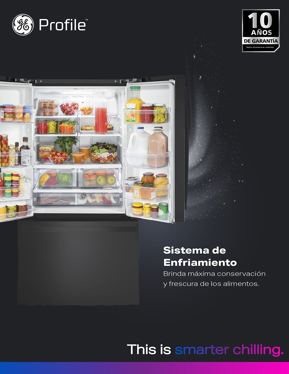 Refrigerador french door Ge Profile 22 pies cúbicos tecnología no frost PWN22JBWCKB