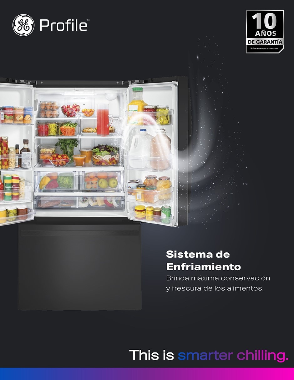 Refrigerador bottom mount Ge Profile 21 pies cúbicos tecnología no frost y fábrica de hielos PYN21JBWCKB