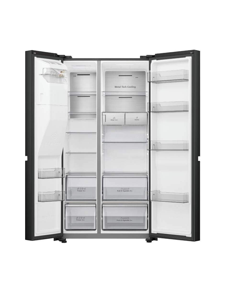 Refrigerador dúplex Hisense 22 pies cúbicos inverter y no frost y fábrica de hielo RS22N6IBX