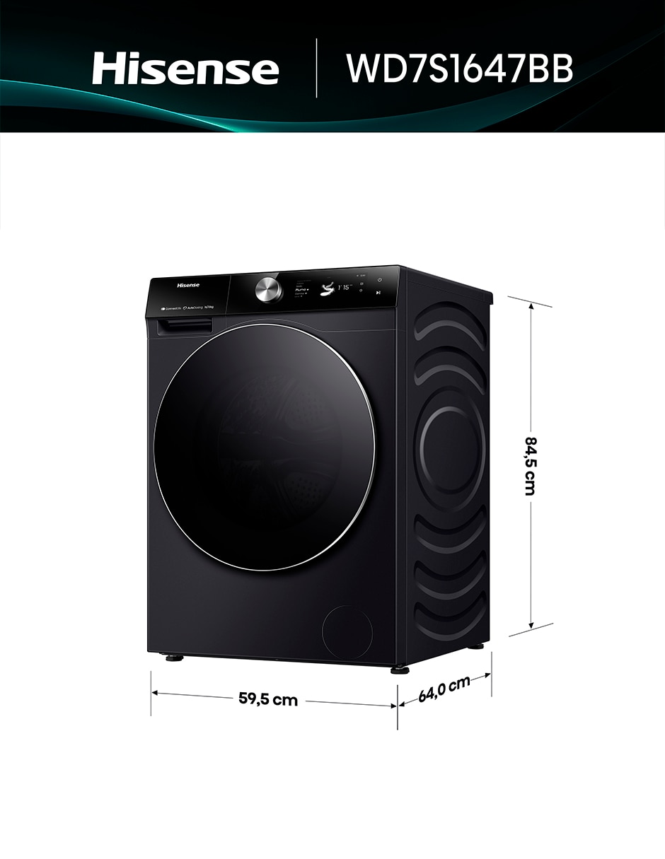 Lavasecadora eléctrica 16 kg 10 kg wd7s1647bb 12