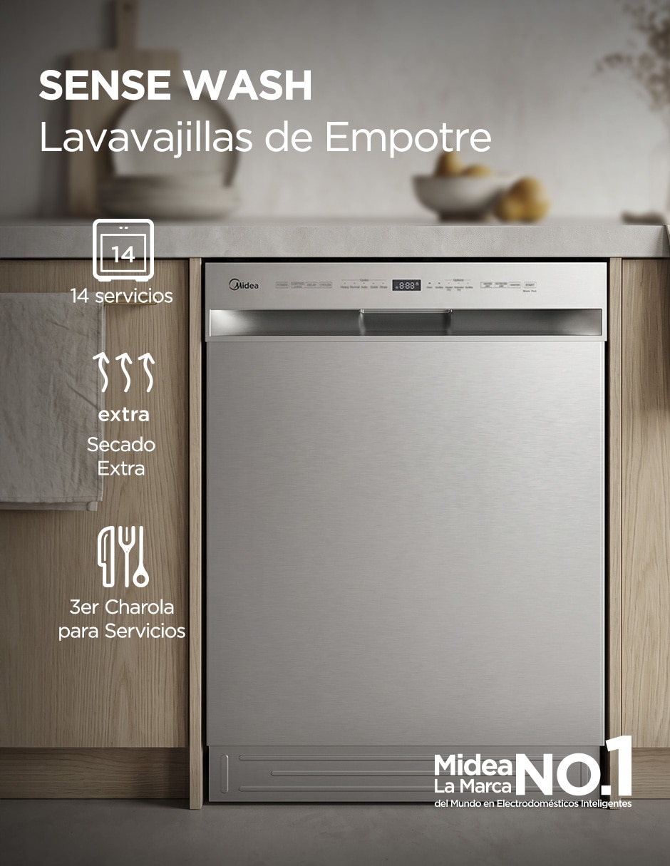 Lavavajillas de empotre Midea 14 servicios MDWPS1401KSS