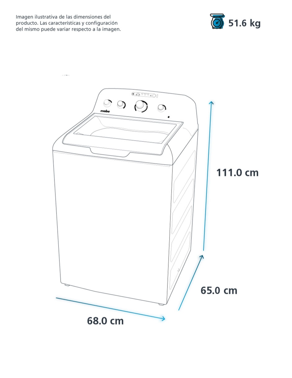 Lavadora Mabe 21 kg automática carga superior LMA71214VBAB0