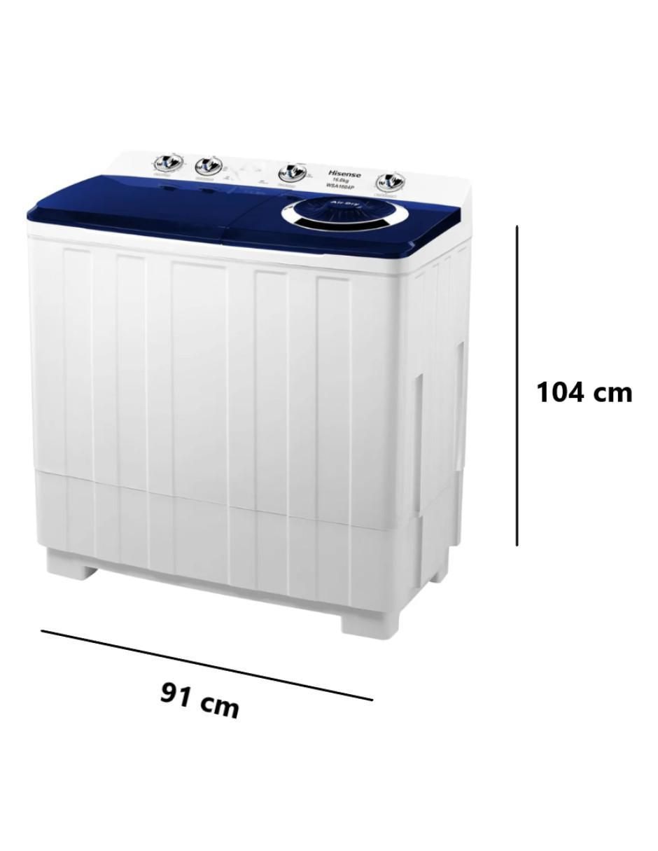 Lavadora doble tina 16 kg semiautomática carga superior wsa1604p 5